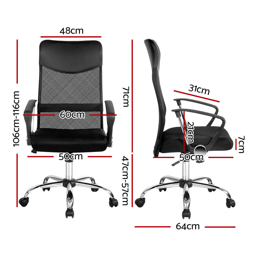 High Back Mesh Office Chair Black Ergonomic Adjustable Swivel Desk Chair