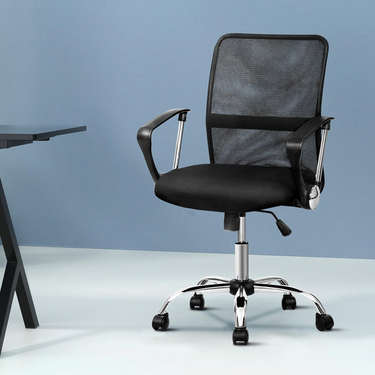 Mesh Office Chair Mid Back Black Gaming Computer Chairs