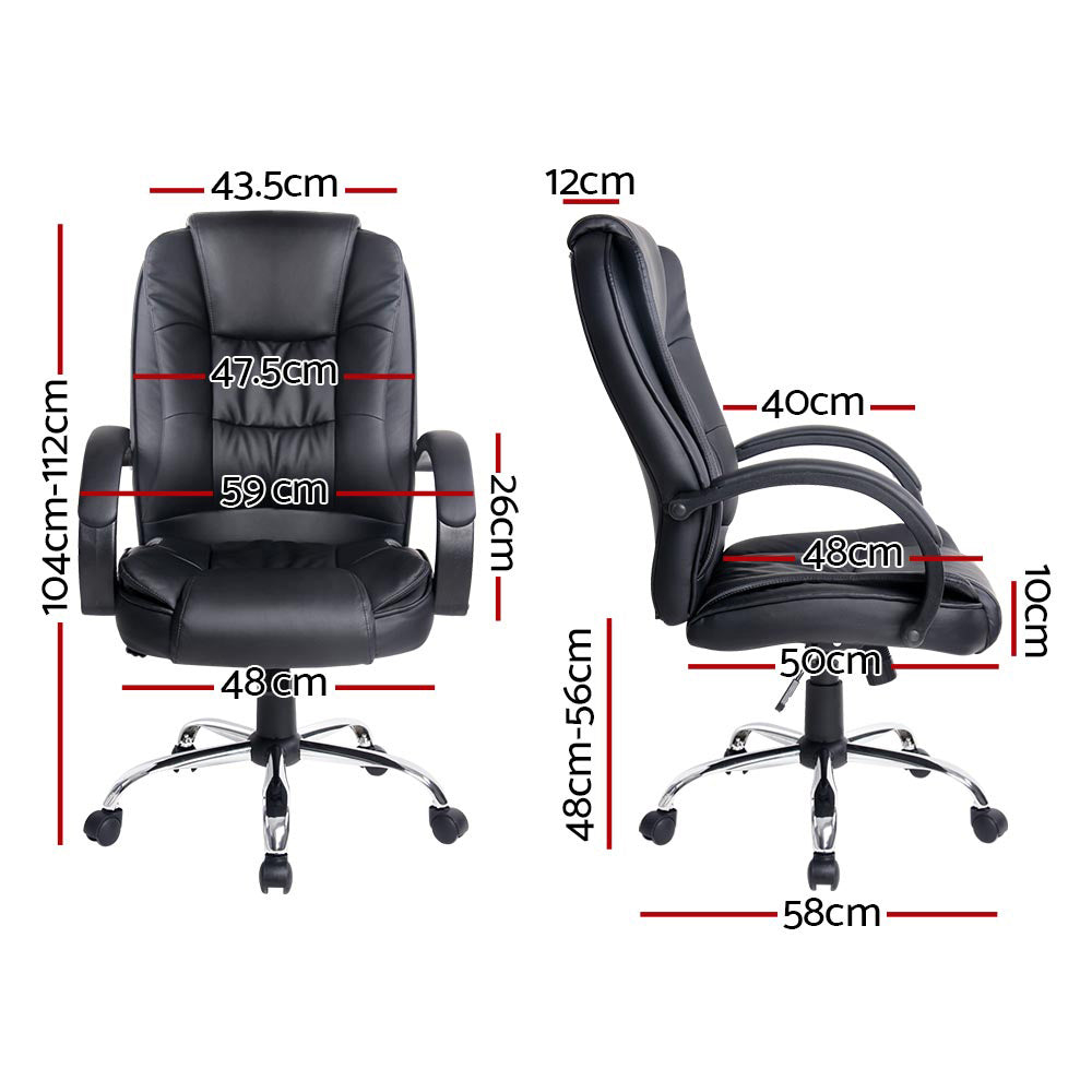 Executive Office Chair Black Leather Tilt Adjustable Swivel Desk Seat