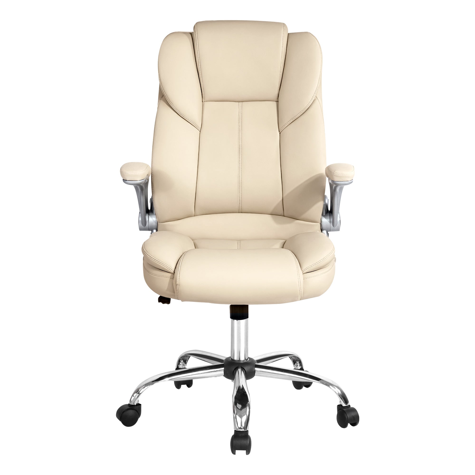 Beige Leather Executive Office Chair Tilt Adjustable