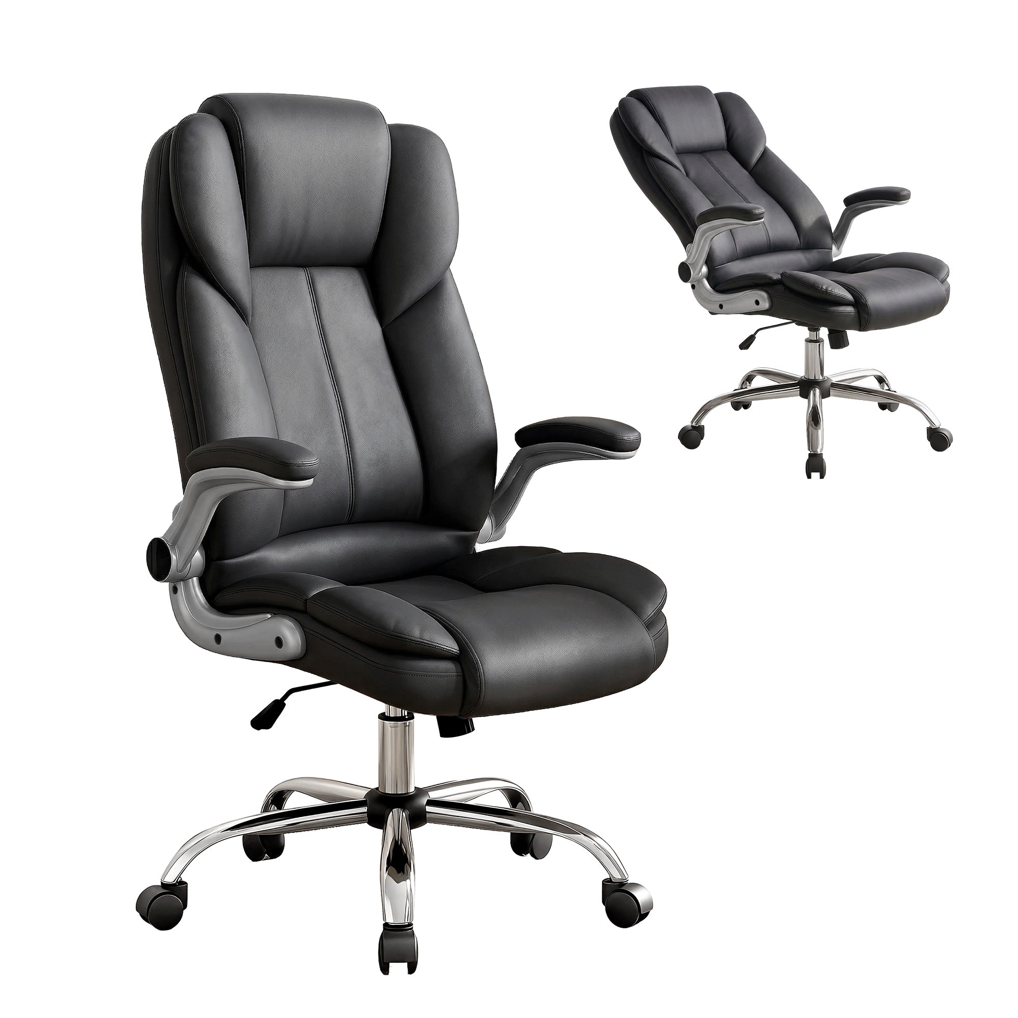 Executive Office Chair Leather Tilt Black