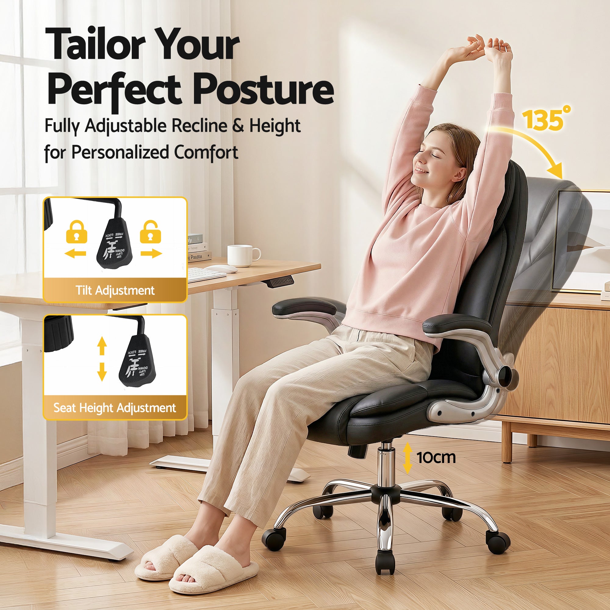 Executive Office Chair Leather Tilt Black
