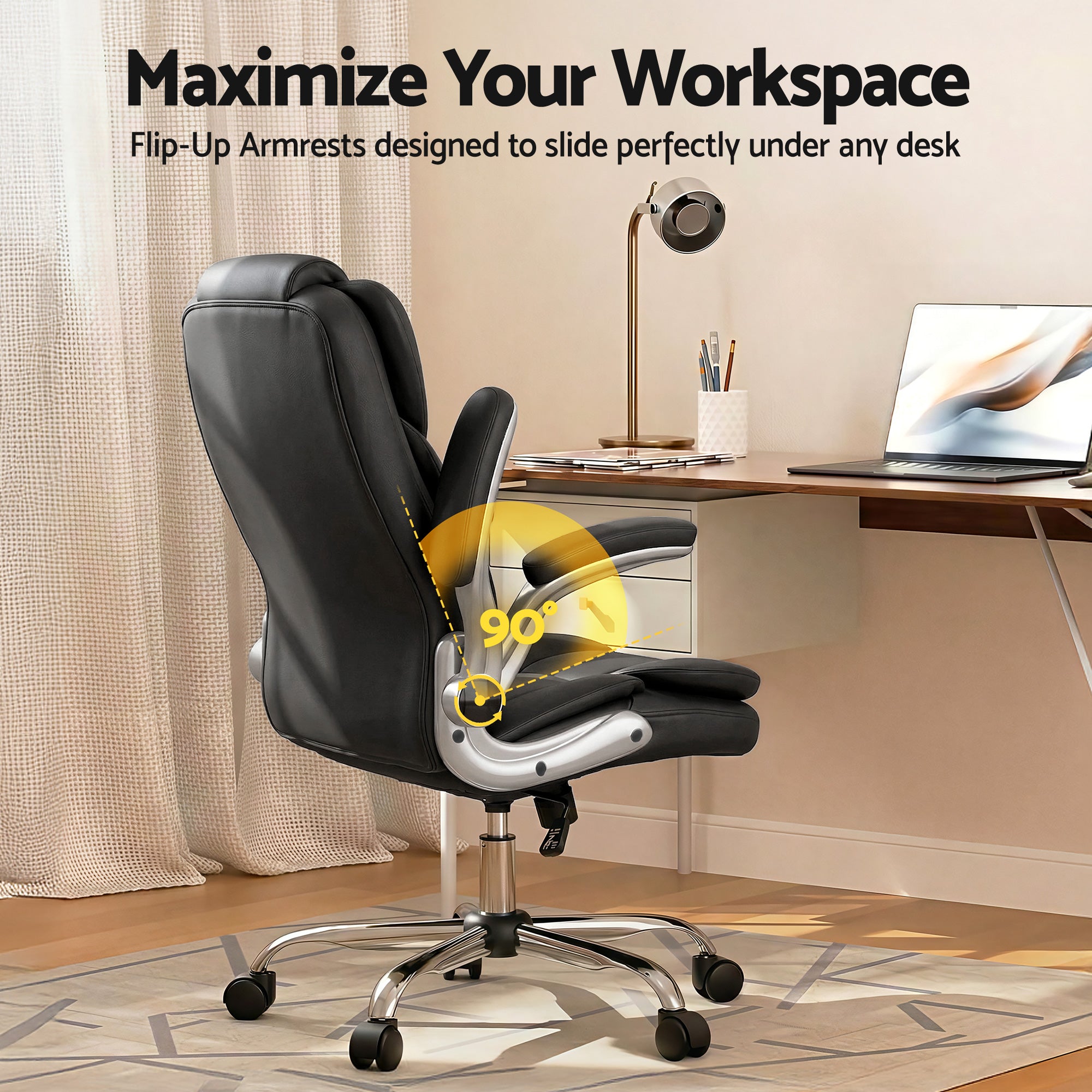 Executive Office Chair Leather Tilt Black