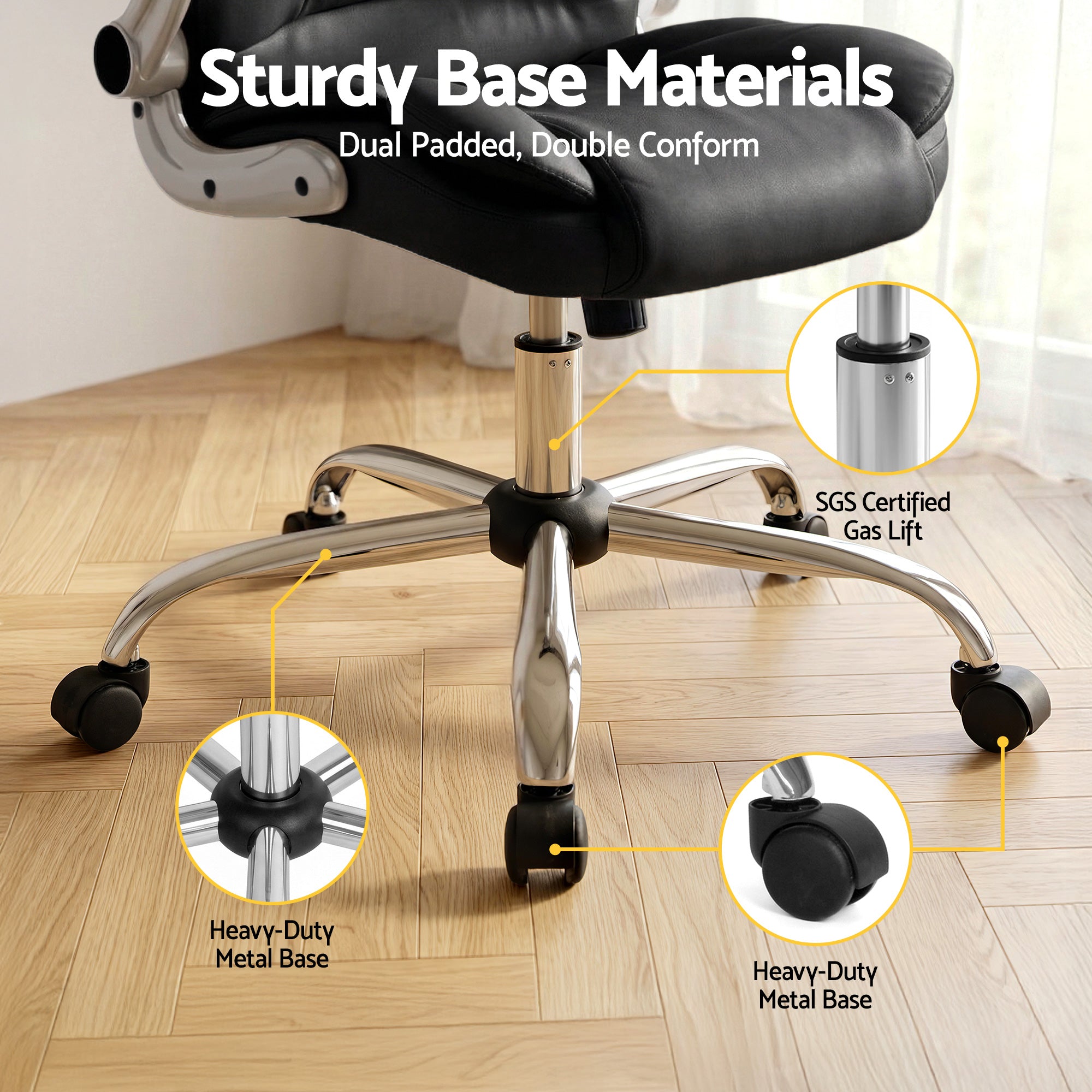 Executive Office Chair Leather Tilt Black