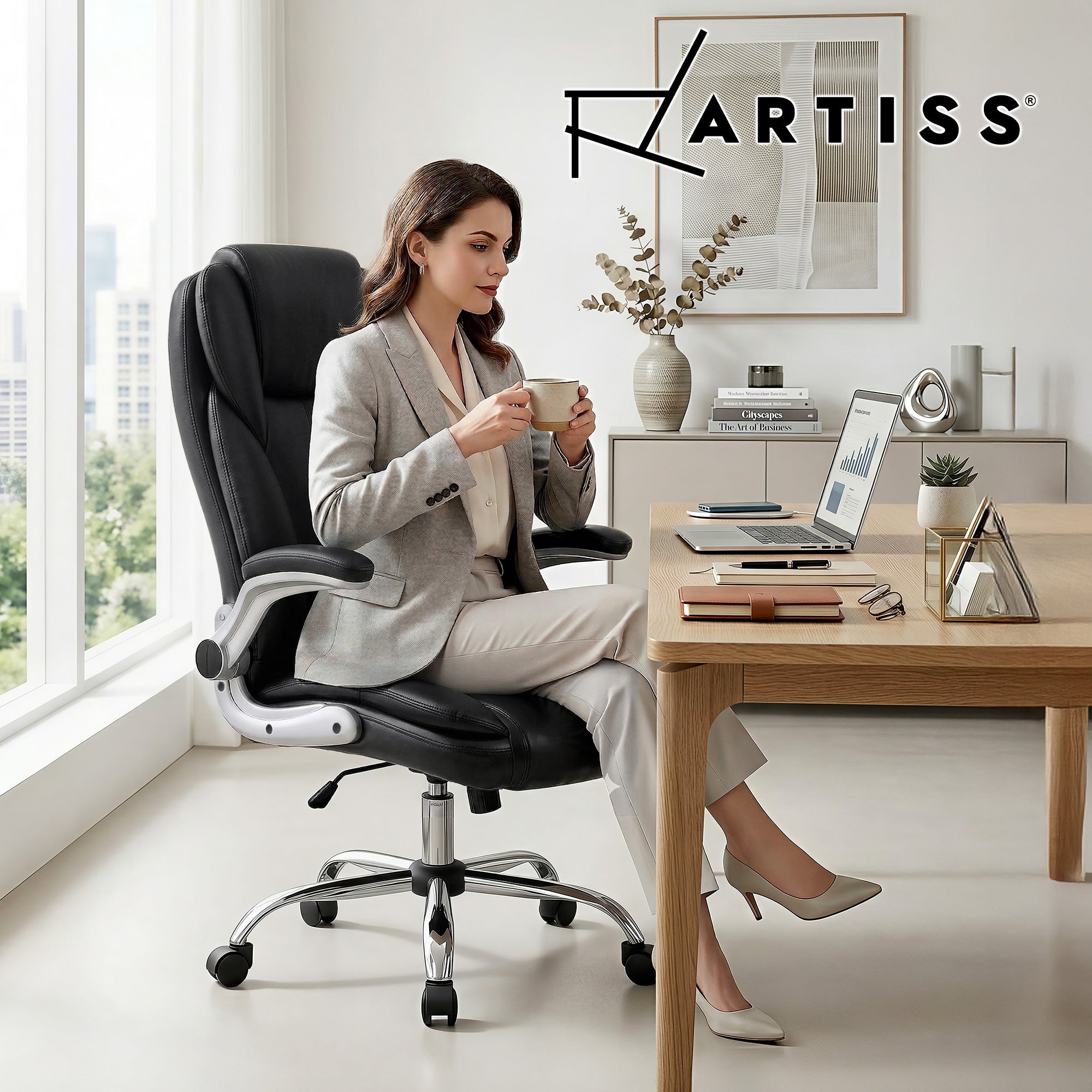 Executive Office Chair Leather Tilt Black