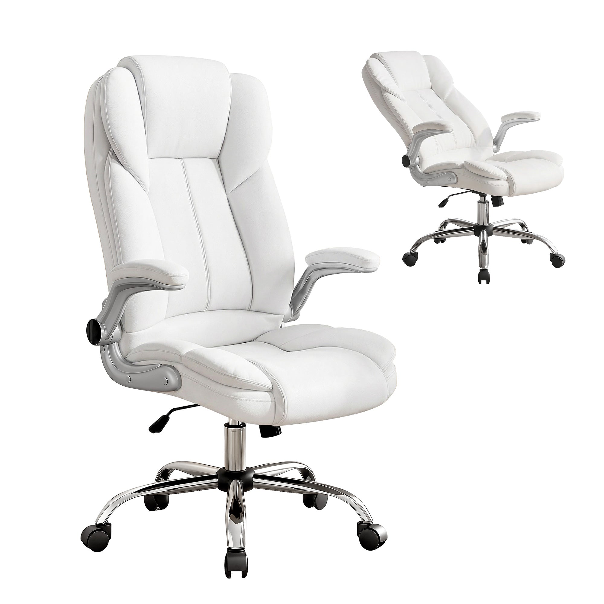 Executive Office Chair Leather Tilt White