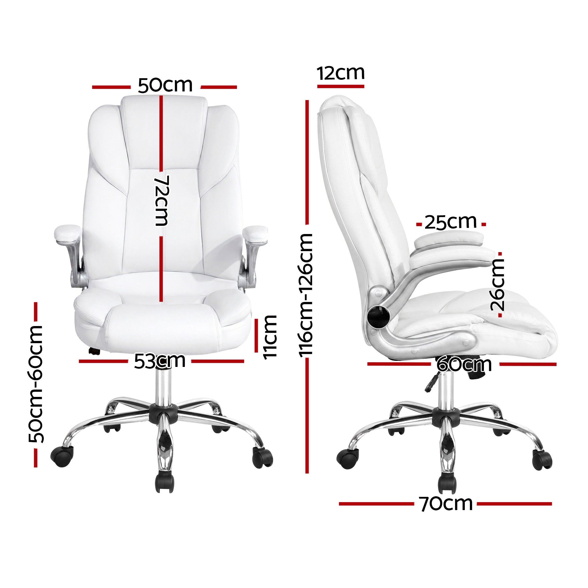 Executive Office Chair Leather Tilt White