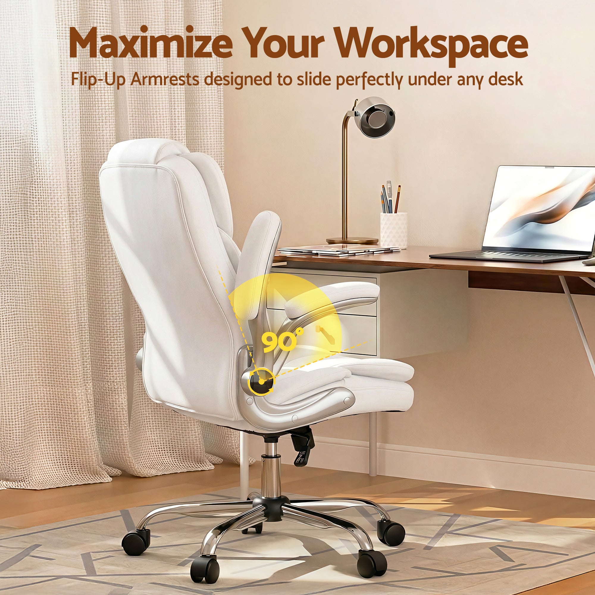 Executive Office Chair Leather Tilt White