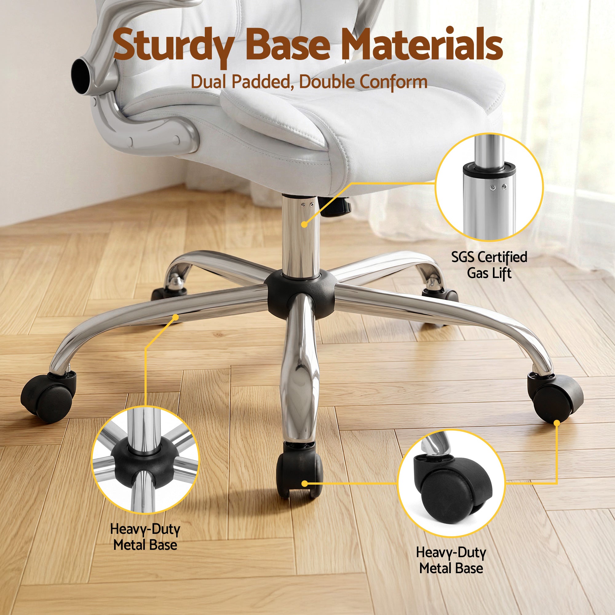 Executive Office Chair Leather Tilt White