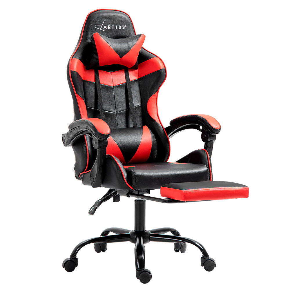 Gaming Office Chair Red Recliner Footrest High Back Ergonomic Racing Seat