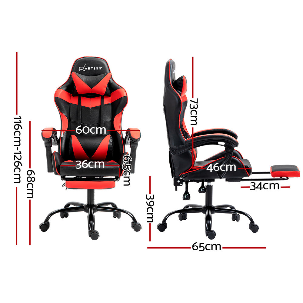 Gaming Office Chair Red Recliner Footrest High Back Ergonomic Racing Seat
