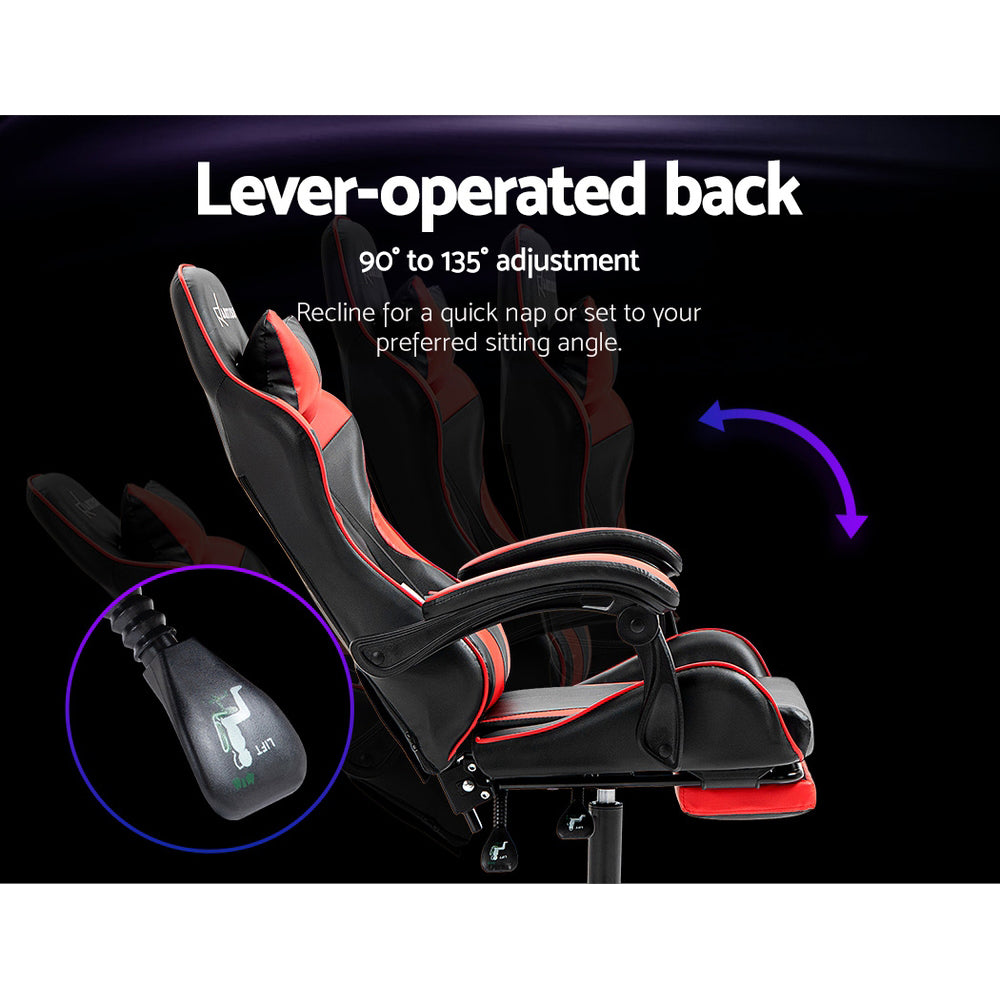 Gaming Office Chair Red Recliner Footrest High Back Ergonomic Racing Seat