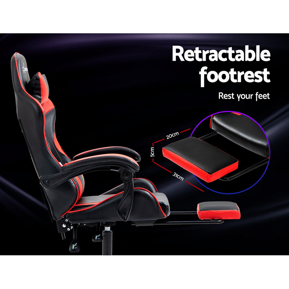 Gaming Office Chair Red Recliner Footrest High Back Ergonomic Racing Seat