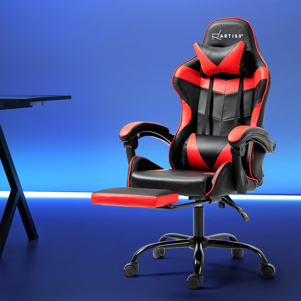 Gaming Office Chair Red Recliner Footrest High Back Ergonomic Racing Seat