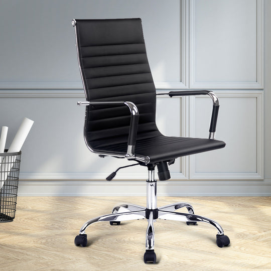 Office Chair Conference Chairs PU Leather High Back Black - Executive Ochair