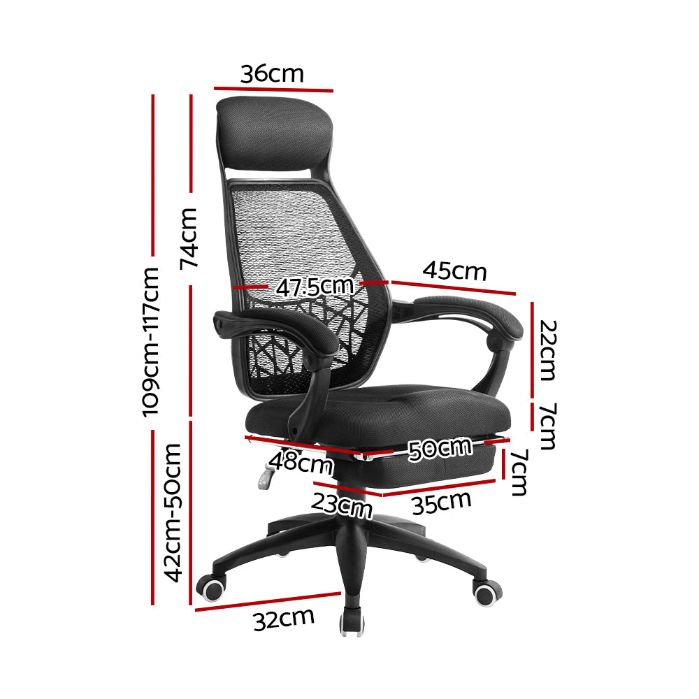 Mesh Office Chair Recliner Black