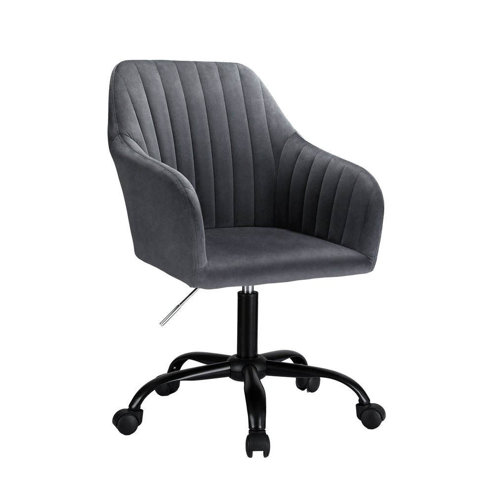 Office Chair Velvet Seat Cream/Dark Grey