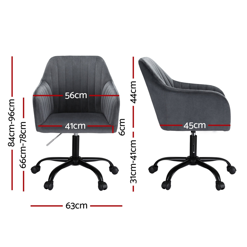 Office Chair Velvet Seat Cream/Dark Grey