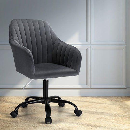 Office Chair Velvet Seat Cream/Dark Grey | Office & Desk Chairs