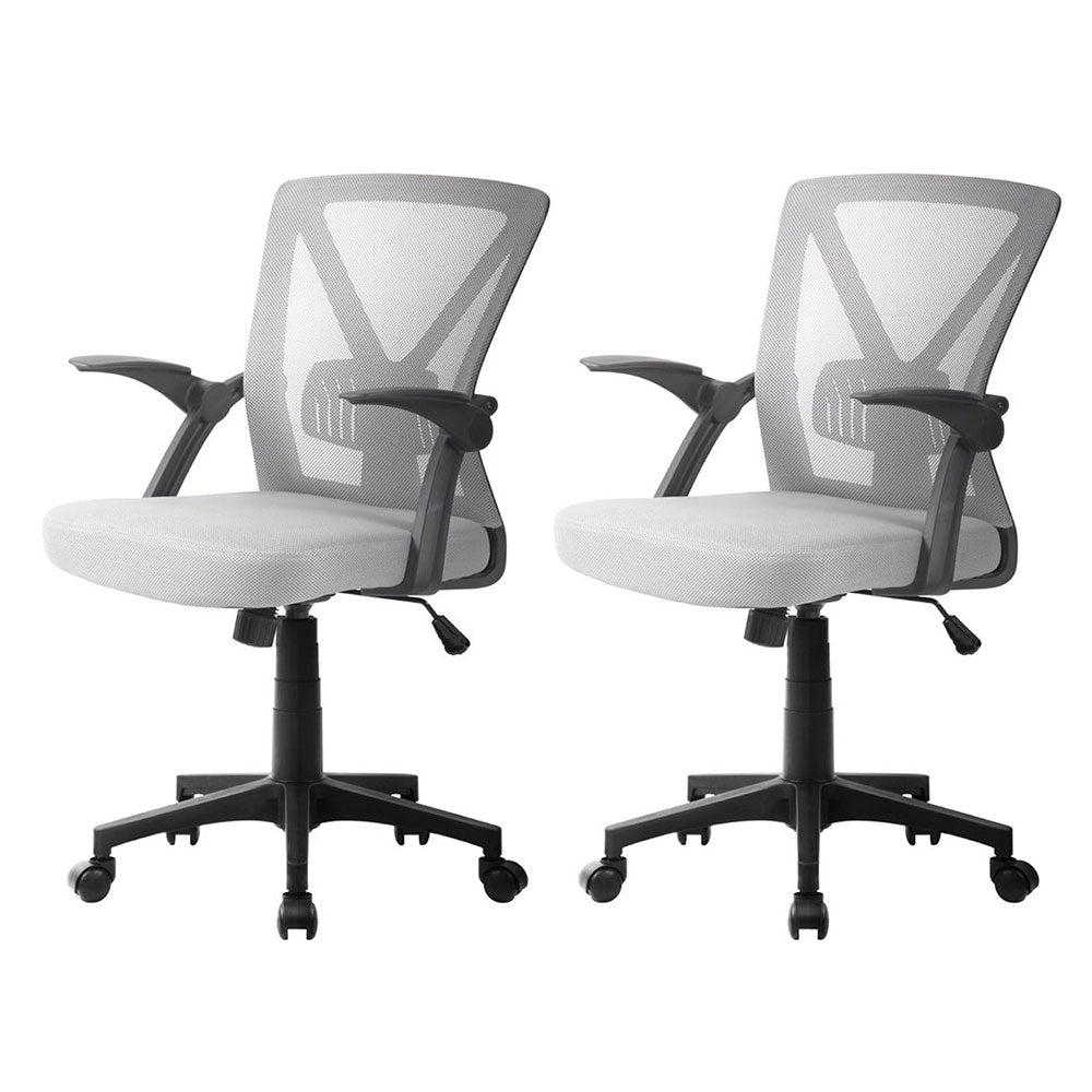 2x Mesh Office Chair Mid Back Black/Grey