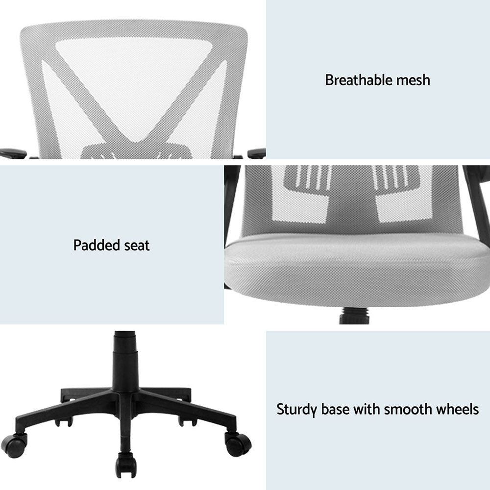 2x Mesh Office Chair Mid Back Black/Grey