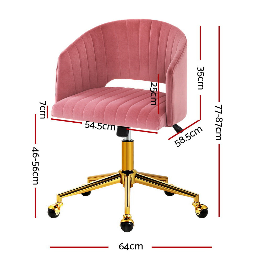 Adjustable Velvet Office Chair Fabric Computer Chairs - Pink