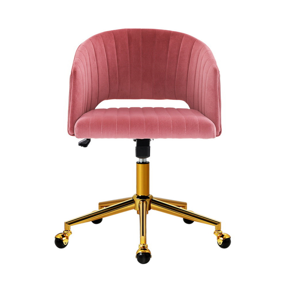 Adjustable Velvet Office Chair Fabric Computer Chairs - Pink