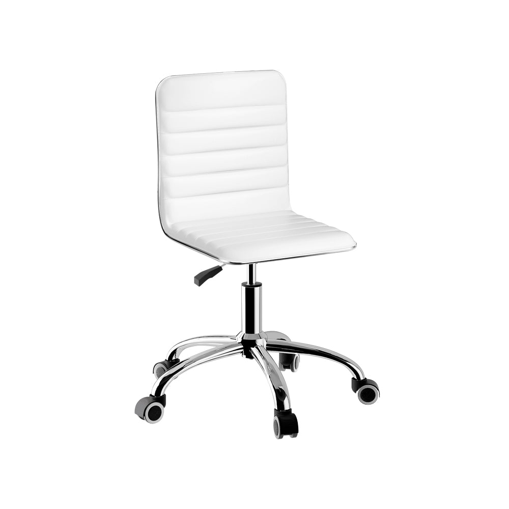 Sleek White/Black PU Leather Gaming Chair for Office and Computer Desk