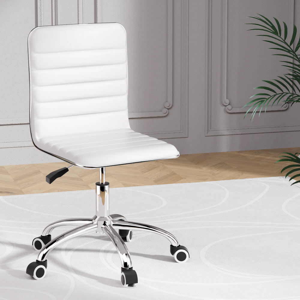 Sleek White/Black PU Leather Gaming Chair for Office and Computer Desk