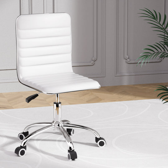 Sleek White/Black PU Leather Gaming Chair for Office and