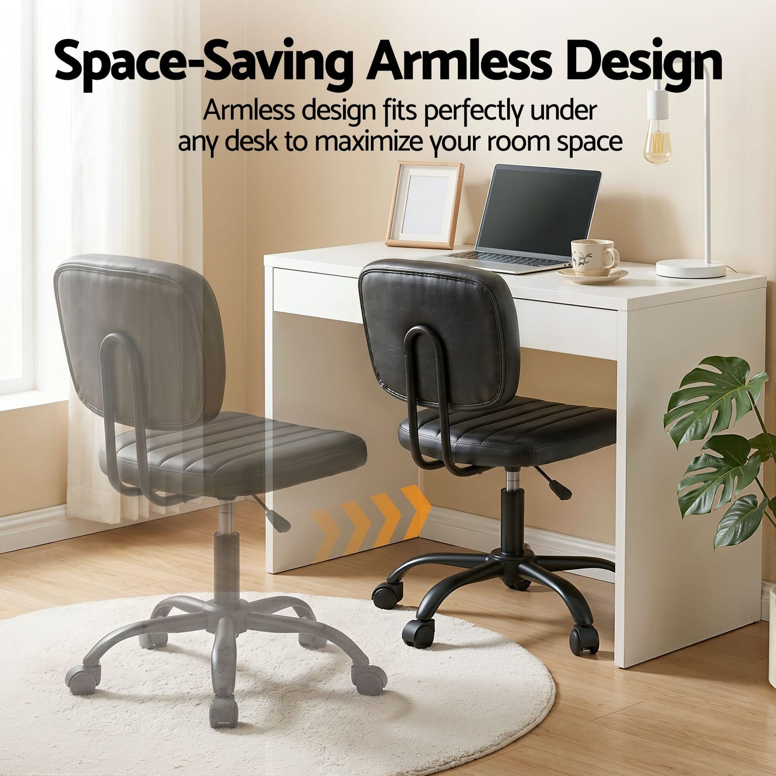 Black office chair 54x54x79cm, in room setting