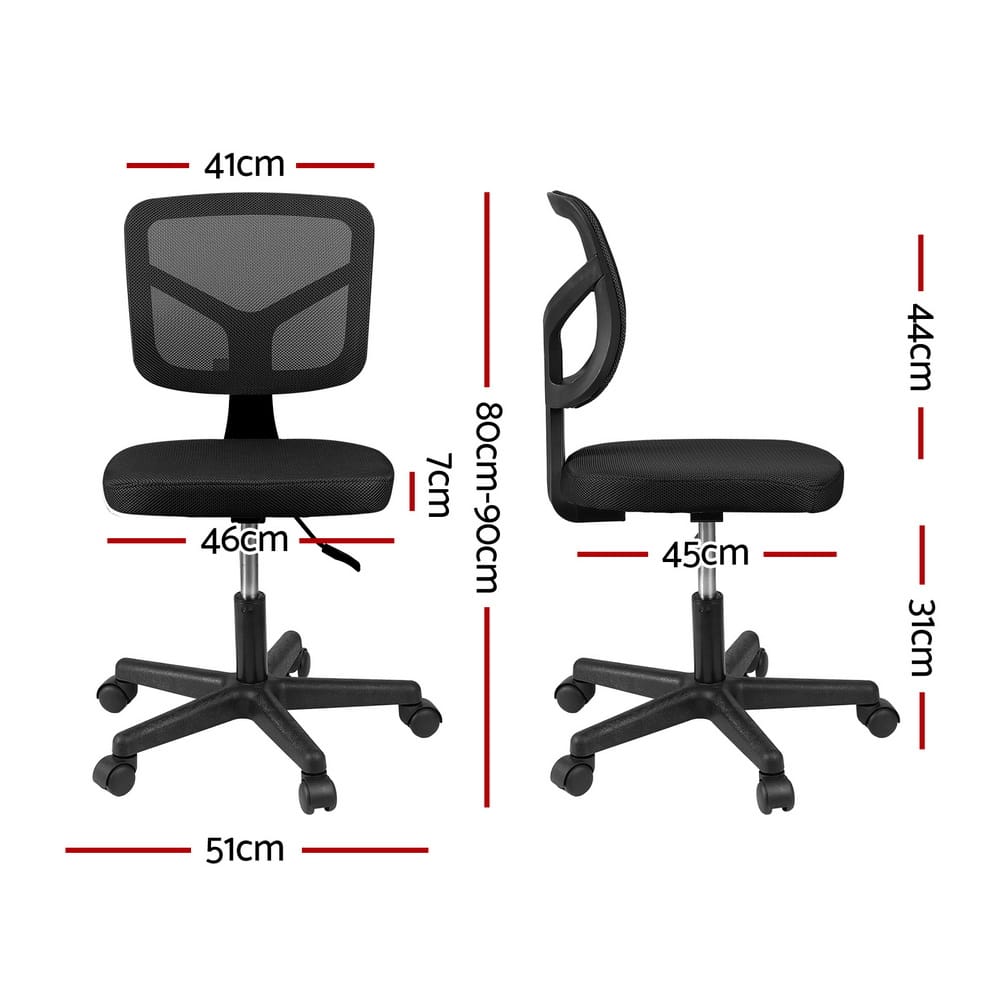 Black office chair 51x51x80cm, rear view