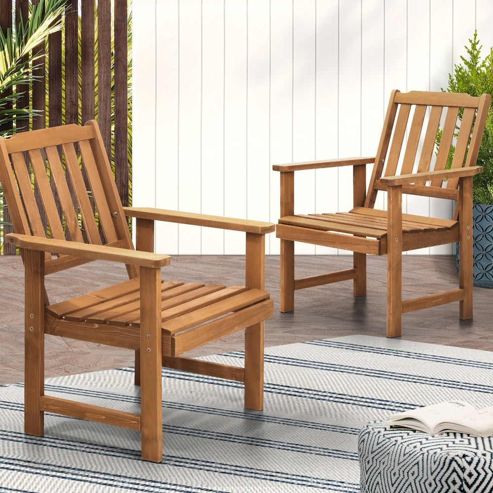 Outdoor Armchair Furniture Sun Lounge Wood Chair Garden Sofa Foot Stool
