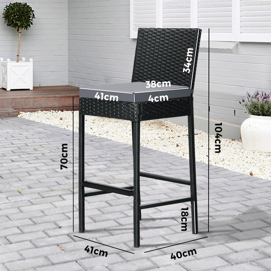 Outdoor Bar Chair - Outdoor Rattan Bar Stools Patio Dinning Chairs Cafe Garden Furniture 2X