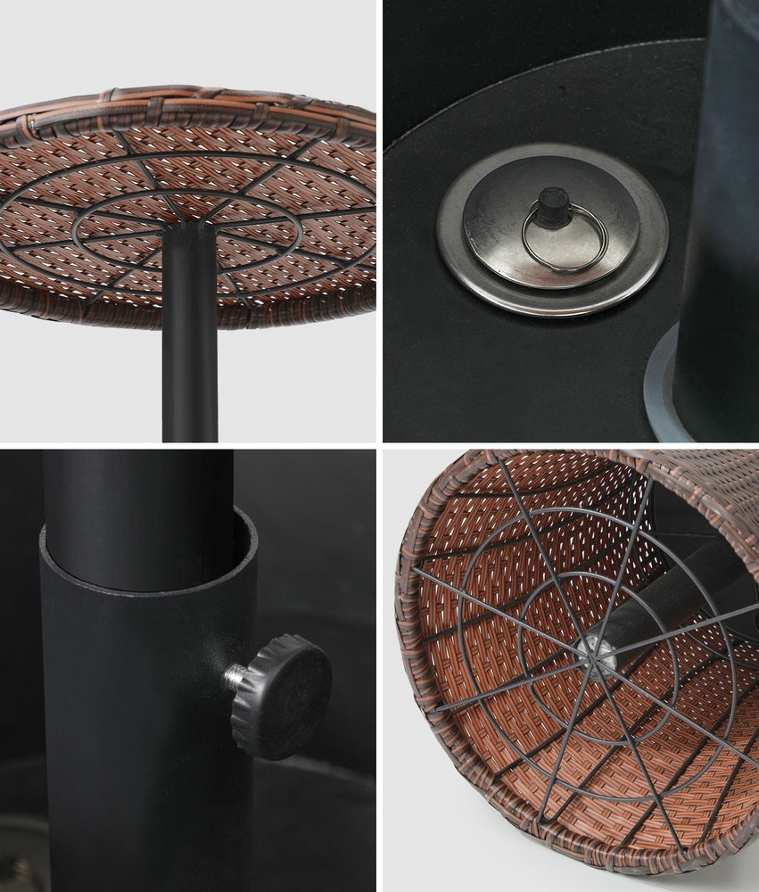Rattan Cooler Ice Bucket Table Storage Black/Brown