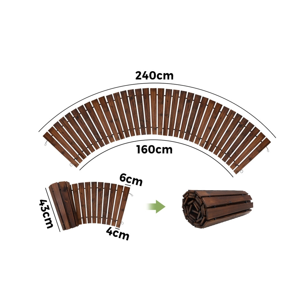 Garden Wooden Pathway 8ft Roll-Out Curved