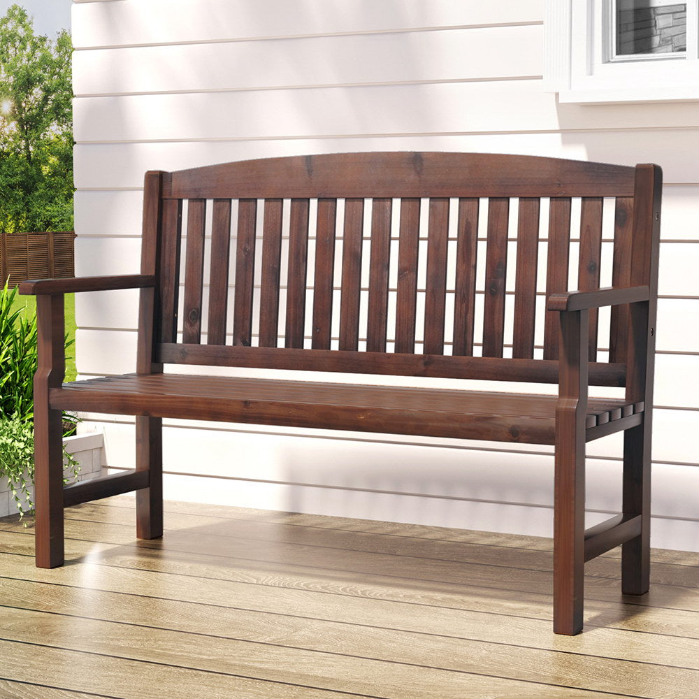 Wooden finish - Outdoor Garden Bench Wooden 2 Seater Lounge Chair Patio Furniture Brown