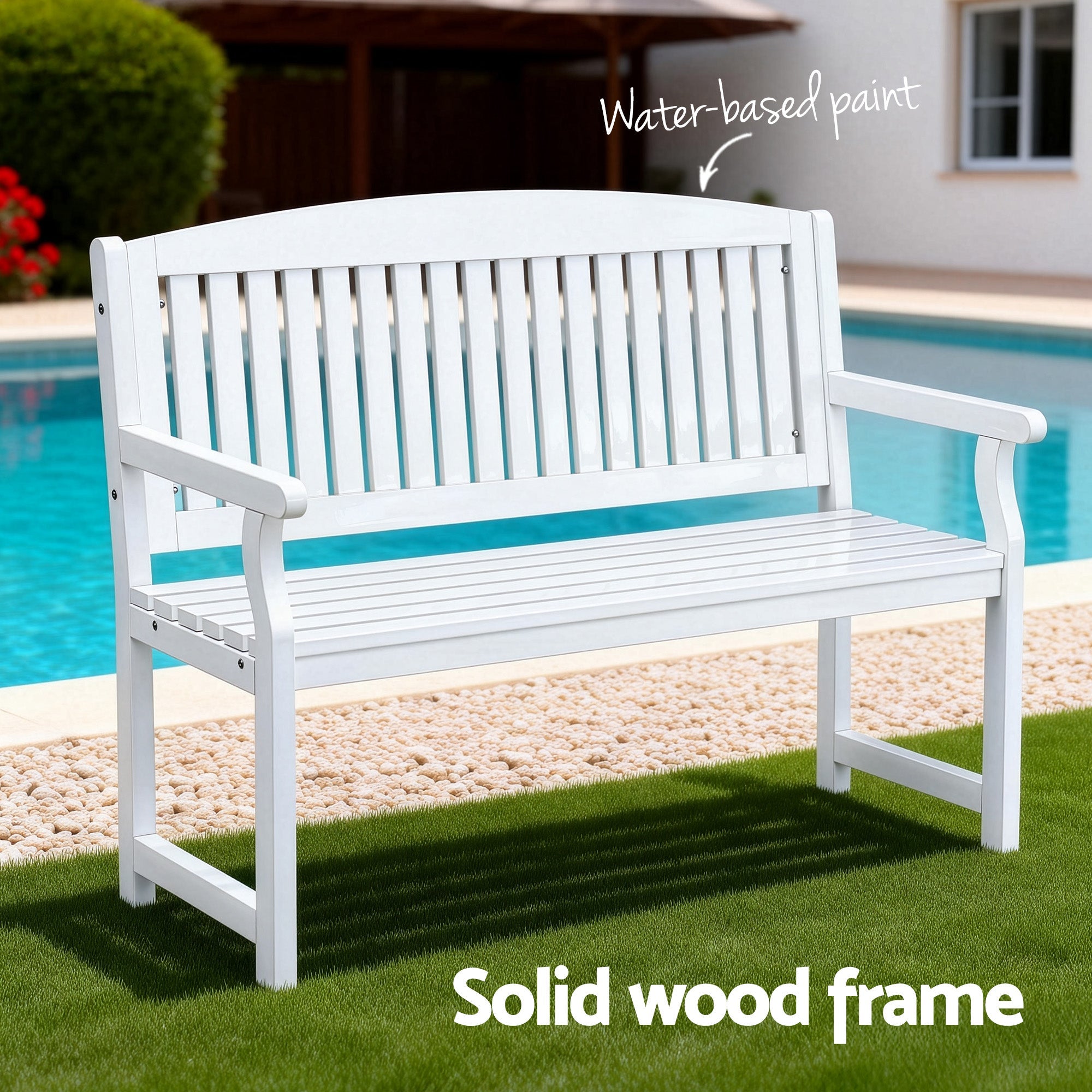 Elegant White Wooden Garden Bench