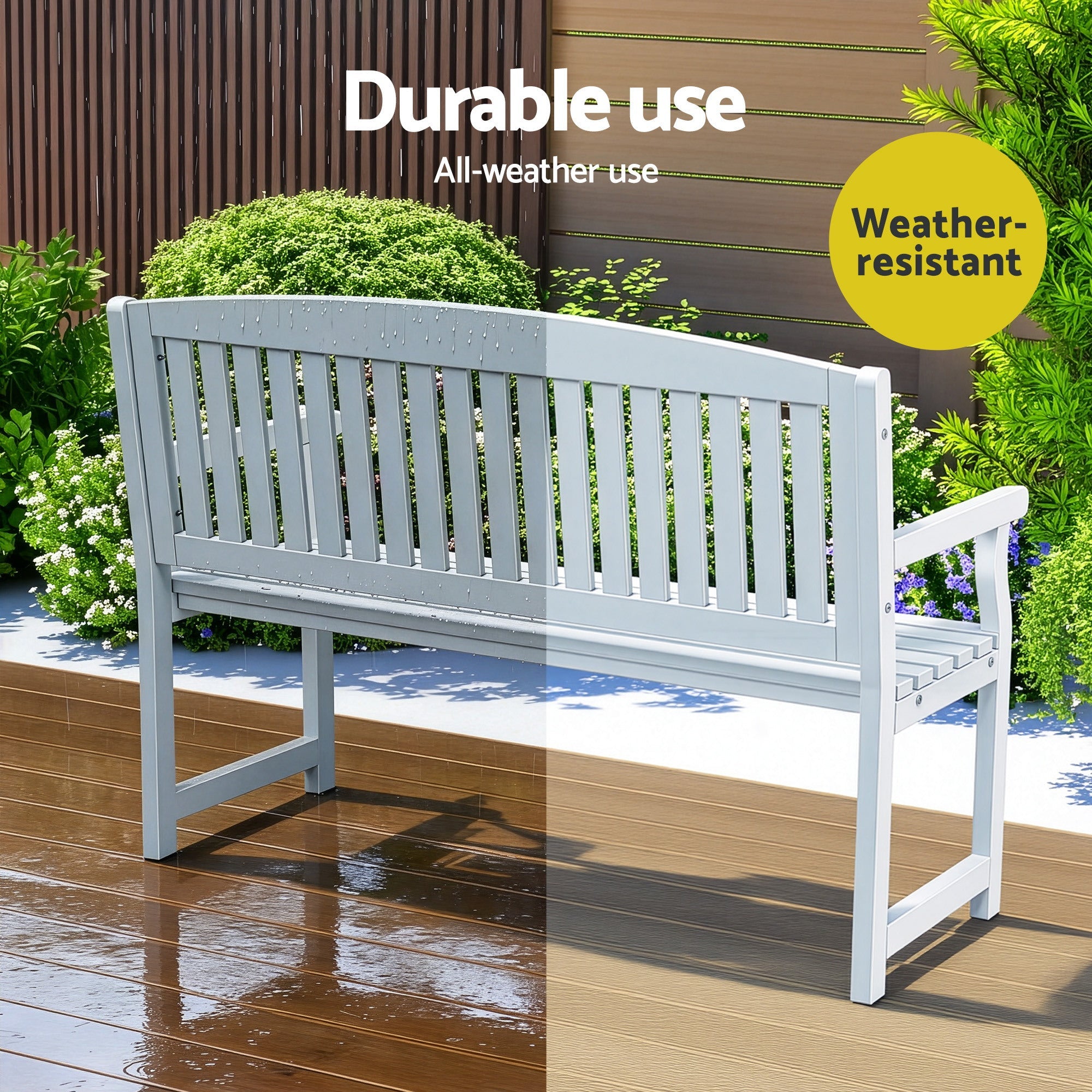 Elegant White Wooden Garden Bench | Outdoor Chairs