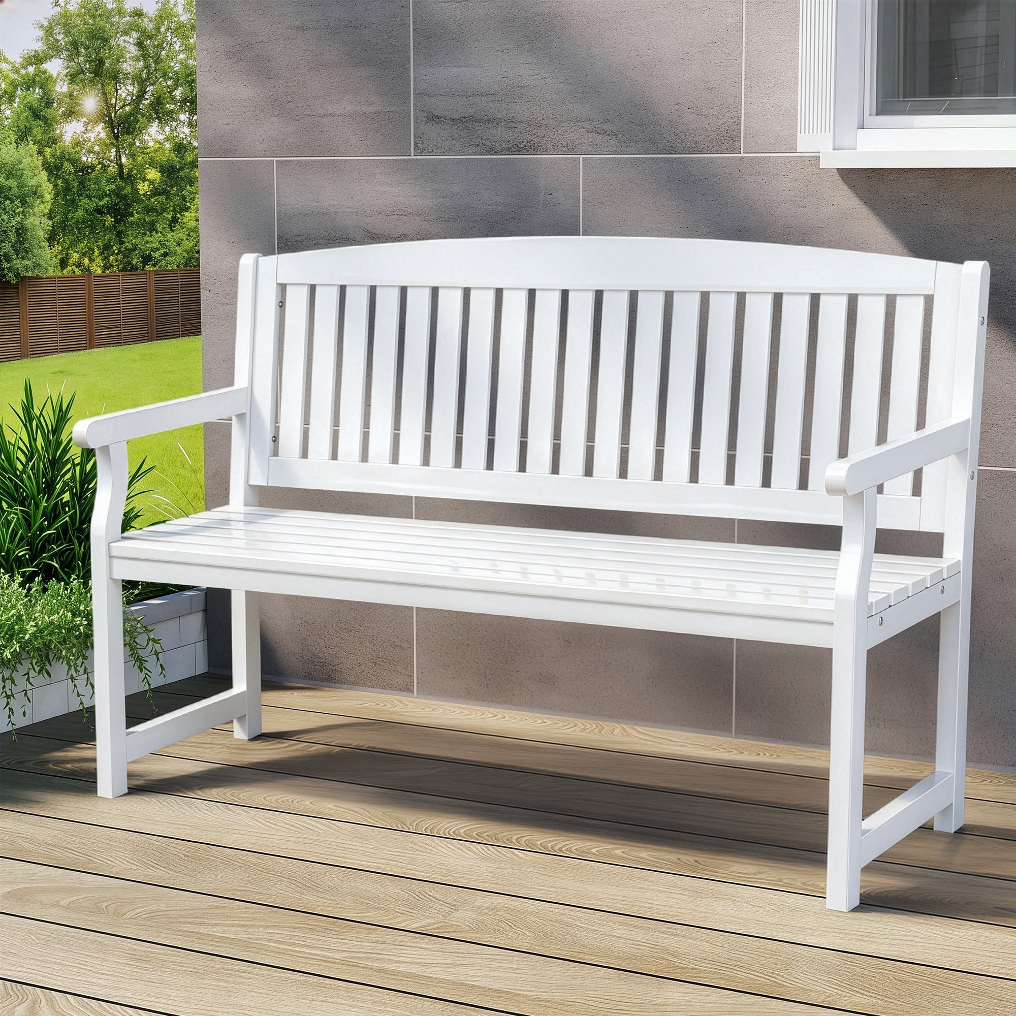 Elegant White Wooden Garden Bench | White colour