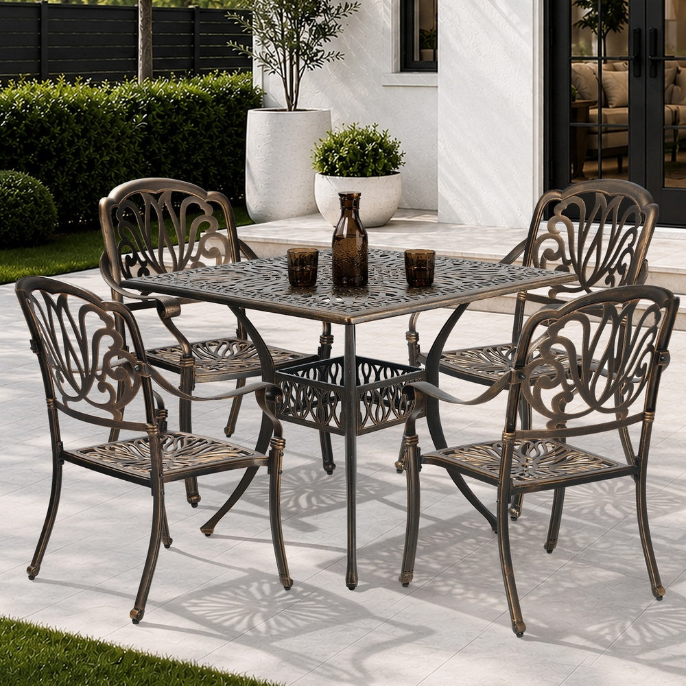 Outdoor Dining Set Aluminium Bronze 90x90x75cm