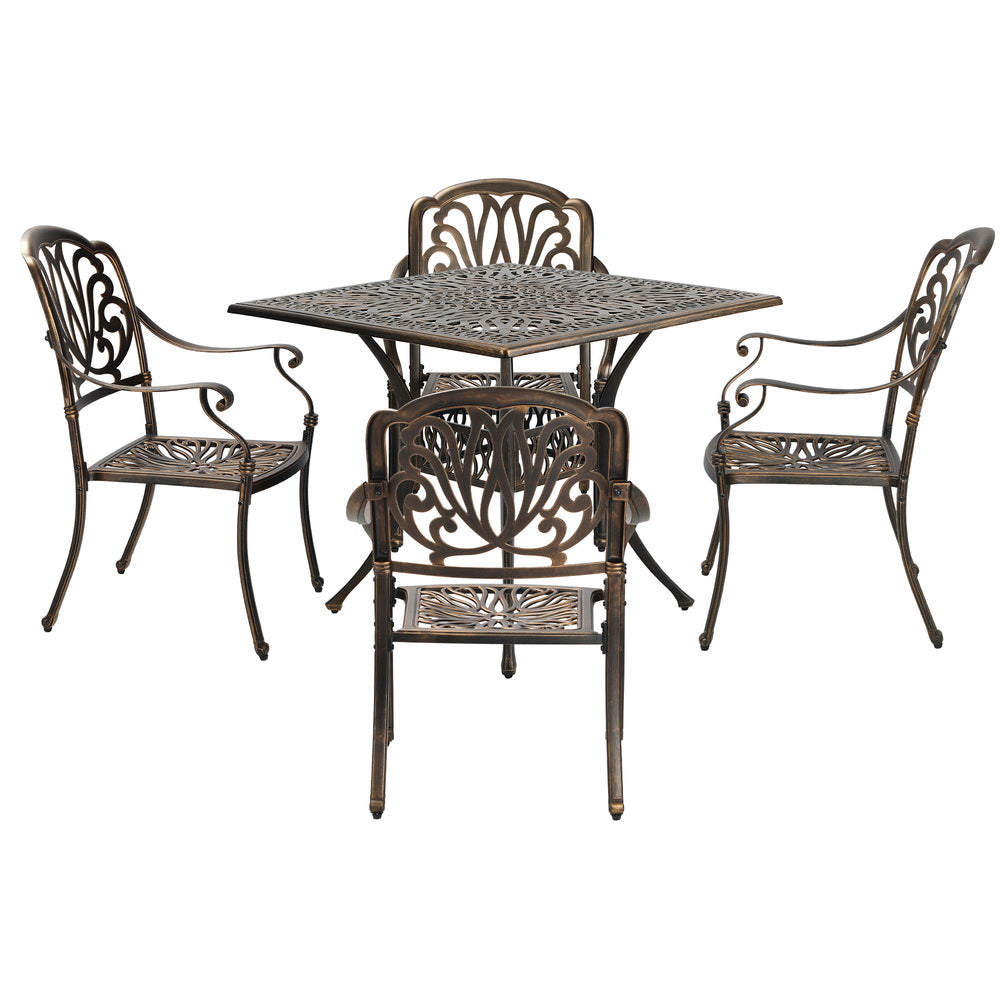 Outdoor Dining Set Aluminium Bronze 90x90x75cm