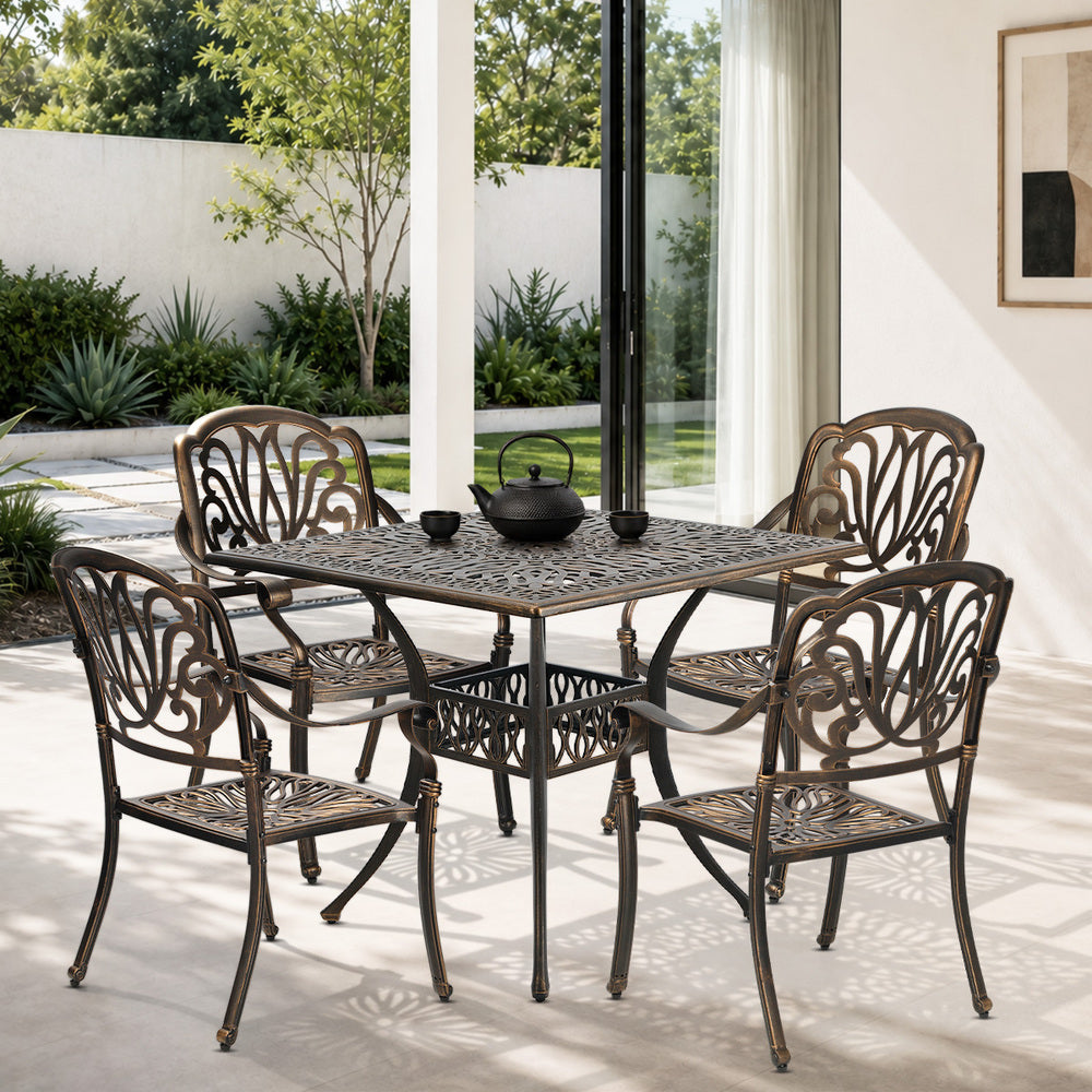 Outdoor Dining Set Aluminium Bronze 90x90x75cm