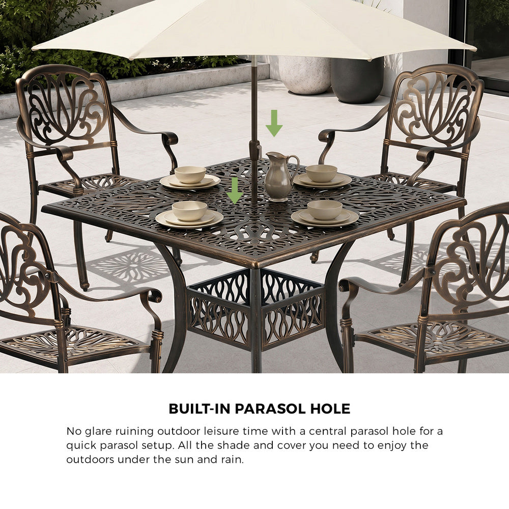 Outdoor Dining Set Aluminium Bronze 90x90x75cm