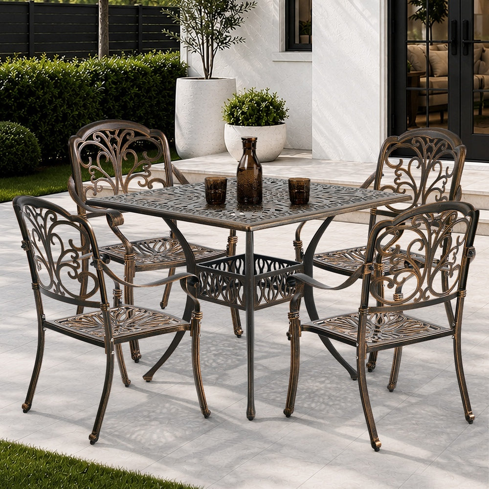 Outdoor Dining Set Cast Aluminium 90x90x75cm