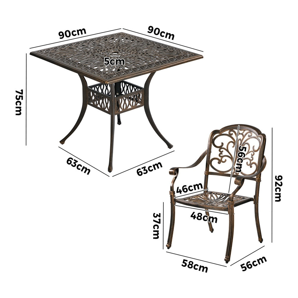 Outdoor Dining Set Cast Aluminium 90x90x75cm