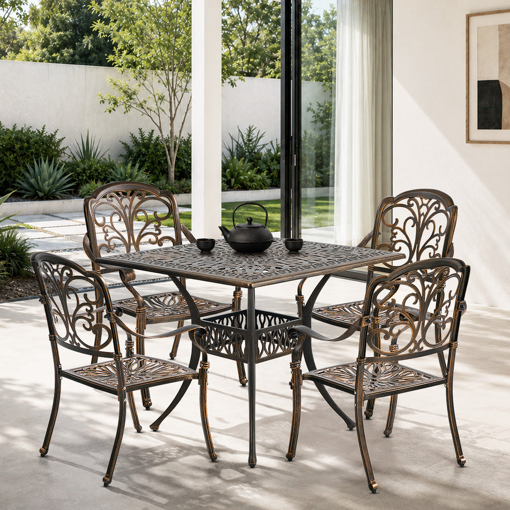 Outdoor Dining Set Cast Aluminium 90x90x75cm