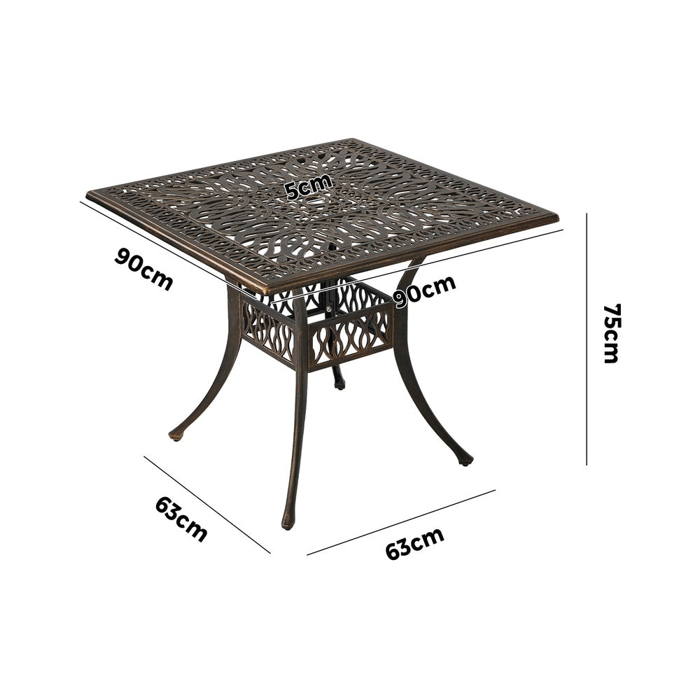 Outdoor Table Bronze Aluminium 90x90x75cm