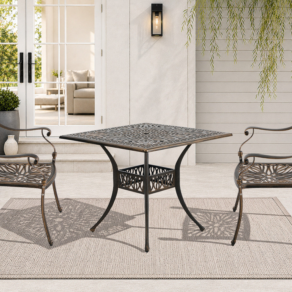 Outdoor Table Bronze Aluminium 90x90x75cm
