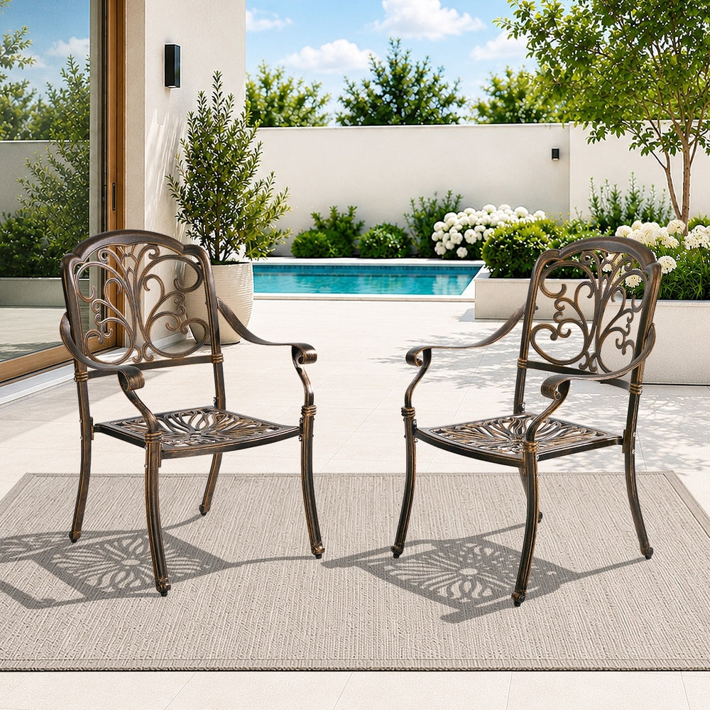Outdoor Patio Chairs Cast Aluminium 58x56x92cm